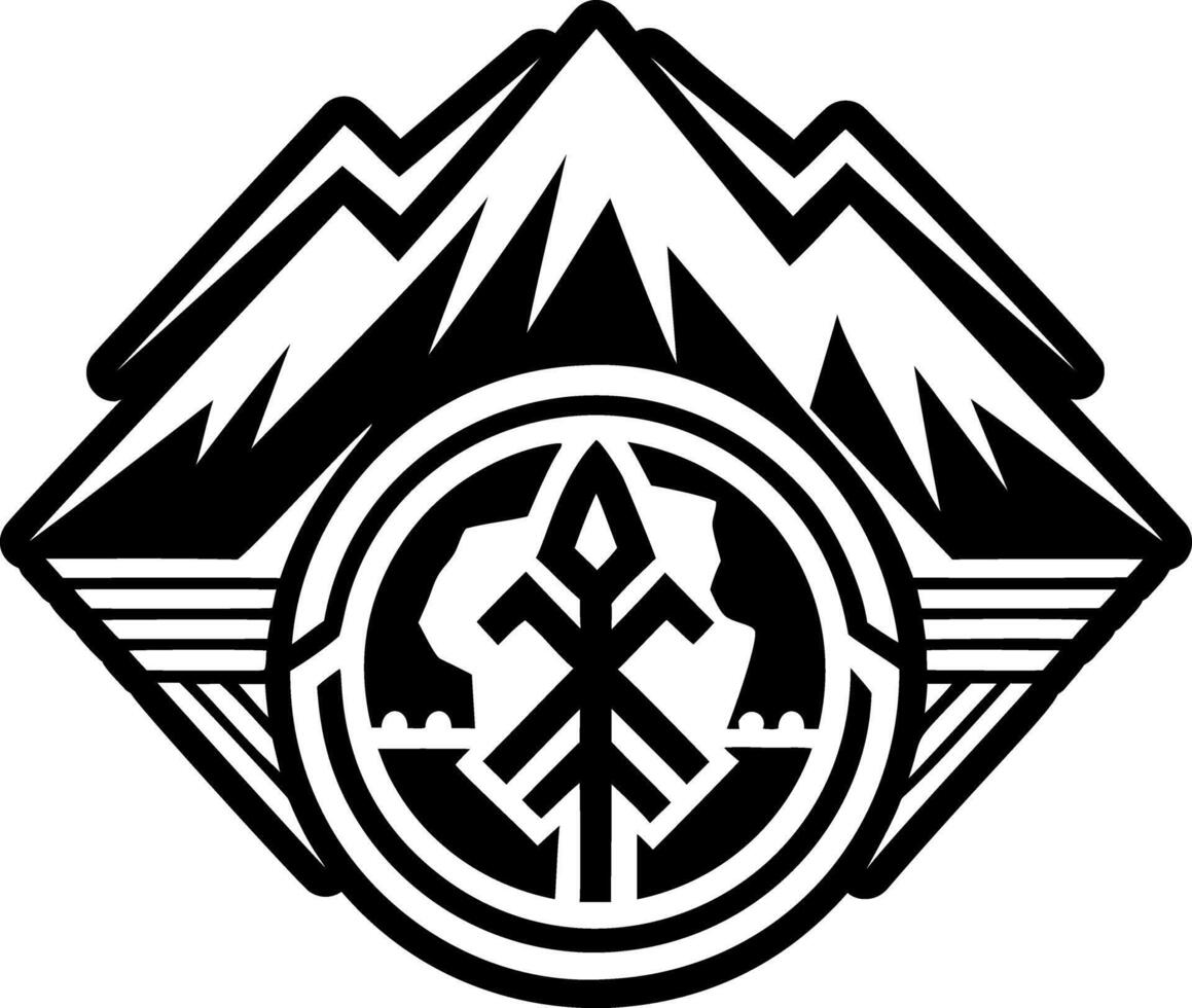 Glyph icon depicting mountain peaks symbol vector