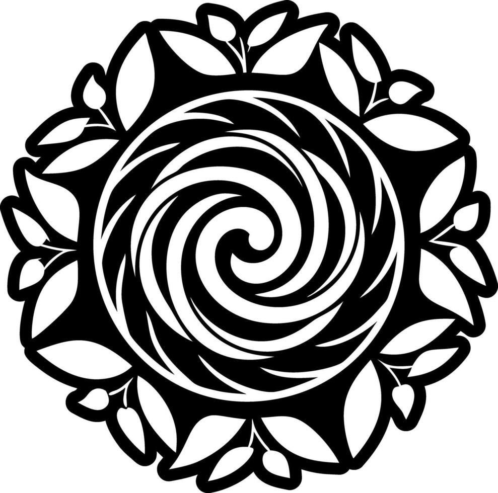 Glyph style icon depicting spiral leaves vector
