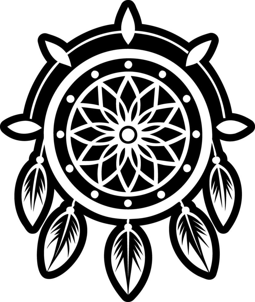 Aesthetic dreamcatcher symbol, glyph style icon vector