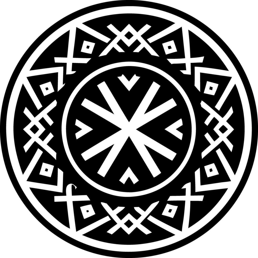 Solid style icon depicting rune circle vector