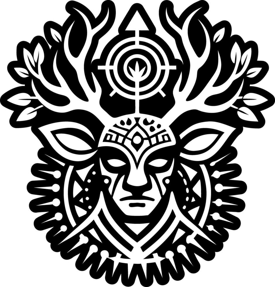 A glyph style icon depicting forest spirit portrait vector