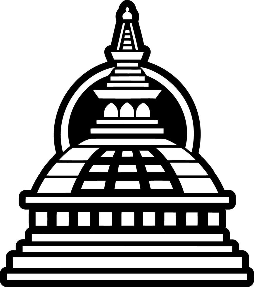Glyph icon depicting a buddhist stupa vector