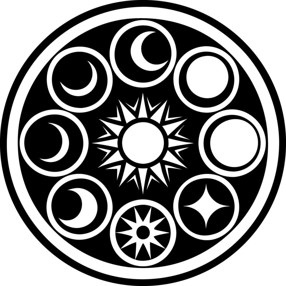 Moon phases tattoo icon in glyph style vector
