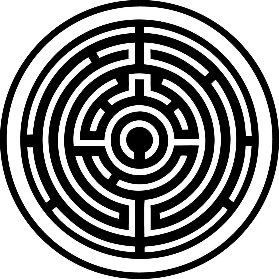 Labyrinth symbol tattoo, glyph style icon vector