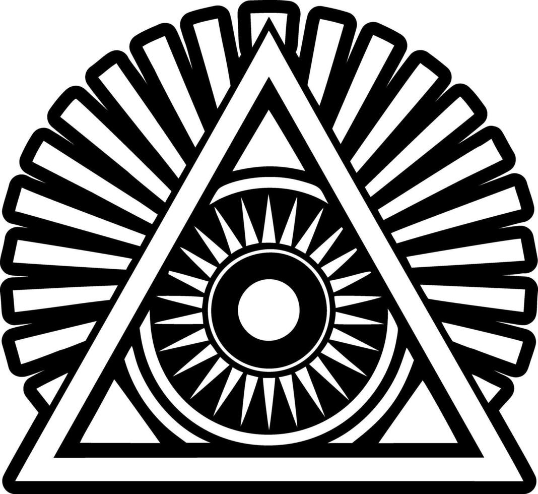 Sunburst triangle tattoo, glyph style icon vector
