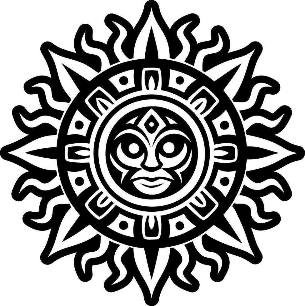 Tribal sun tattoo icon in glyph style vector