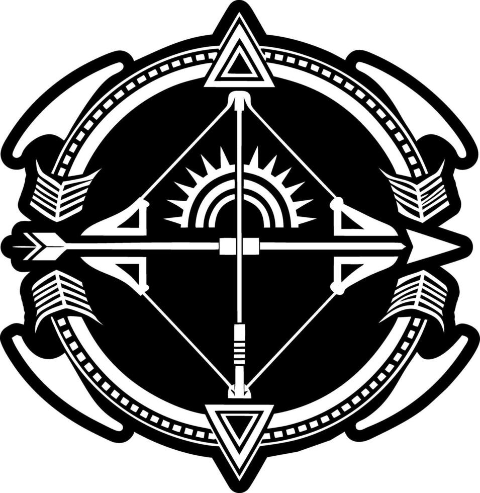 A glyph style icon depicting hunter bow vector