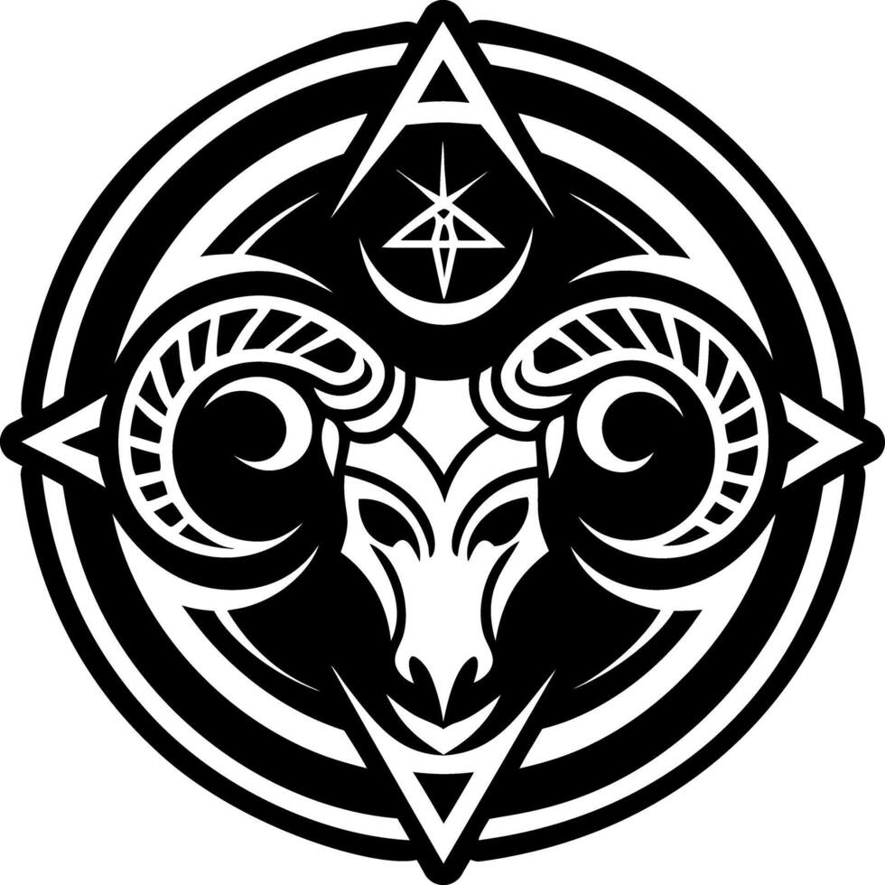 Horned moon tattoo icon in glyph style vector