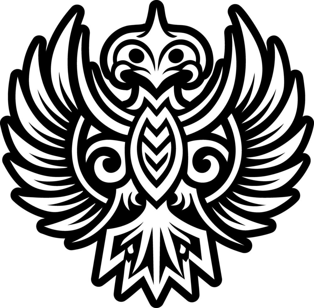 Carved phoenix glyph style icon vector