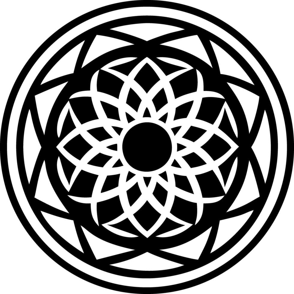 Sacred mandala tattoo icon in glyph style vector