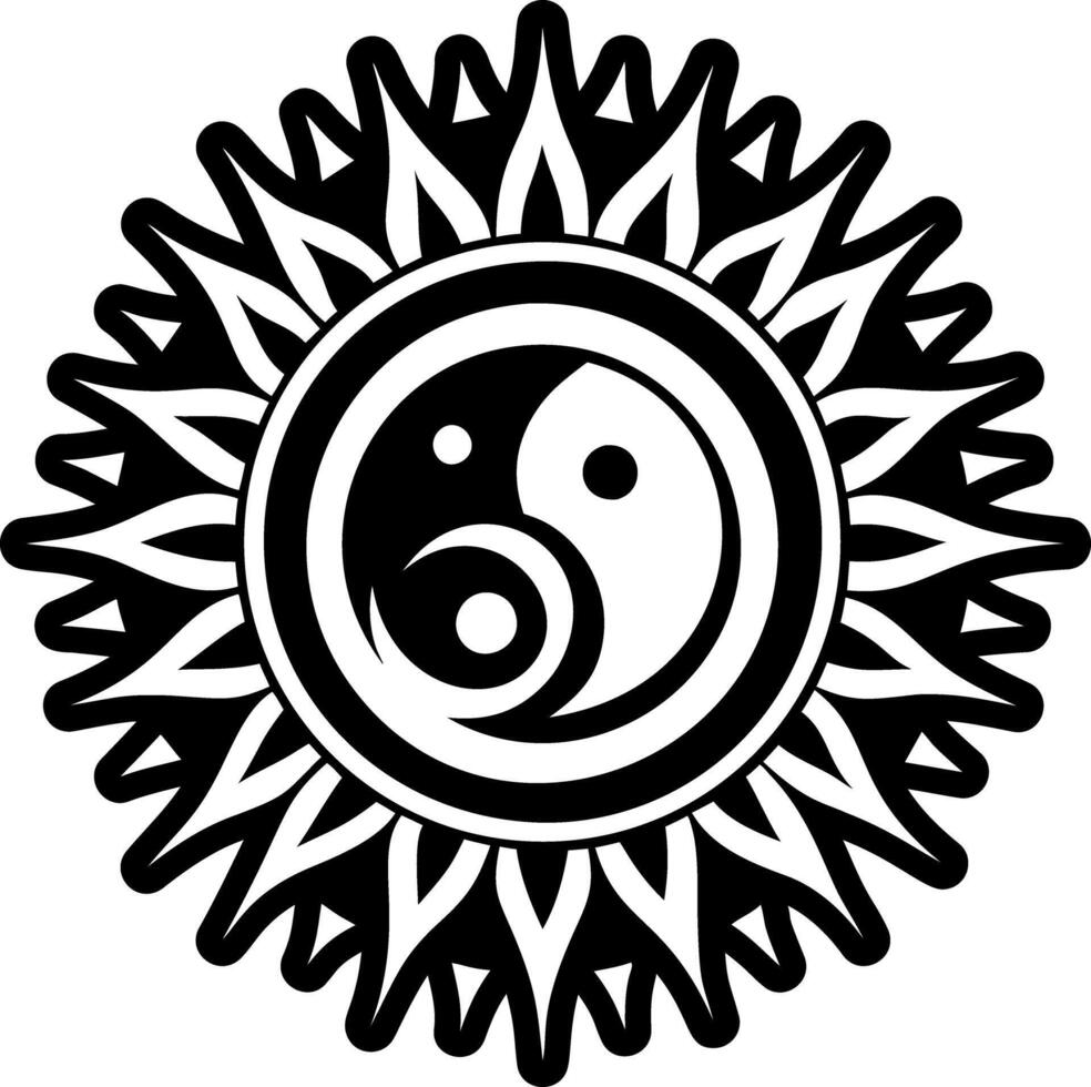 Yin yang tattoo icon in glyph style vector