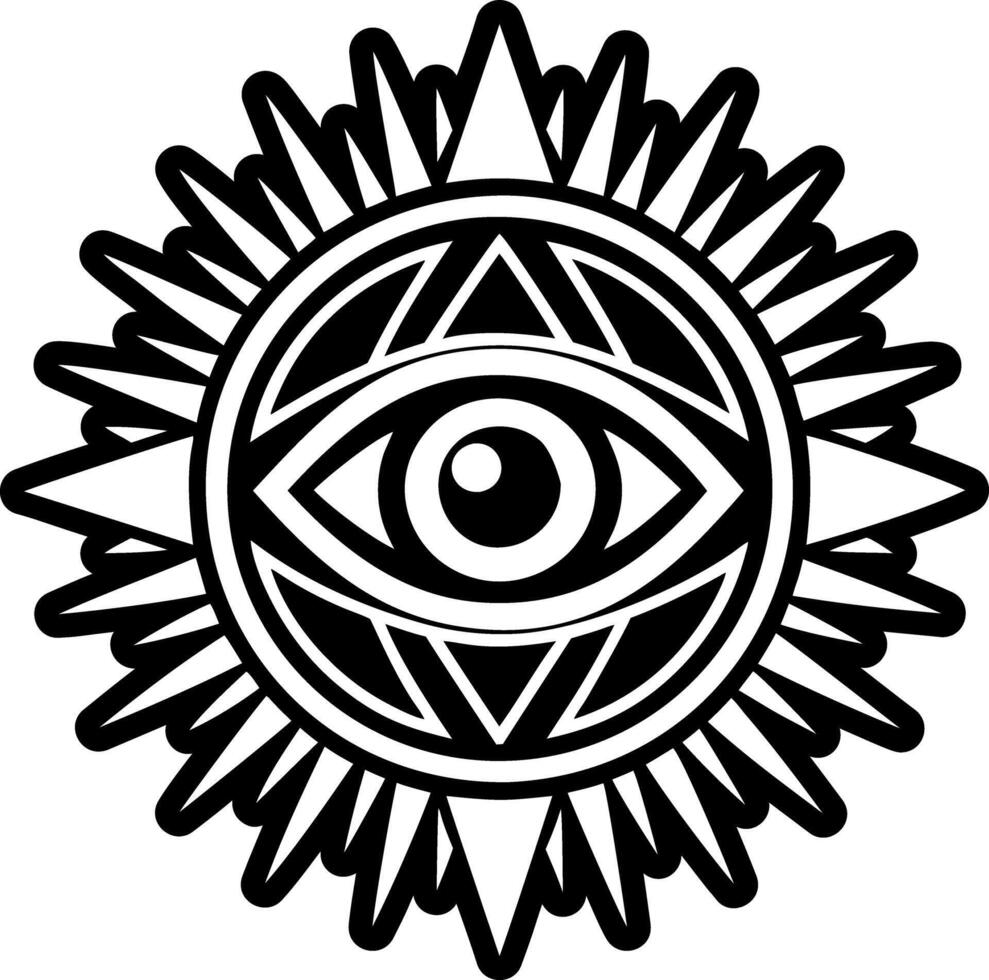 Radiant eye tattoo icon in glyph style vector