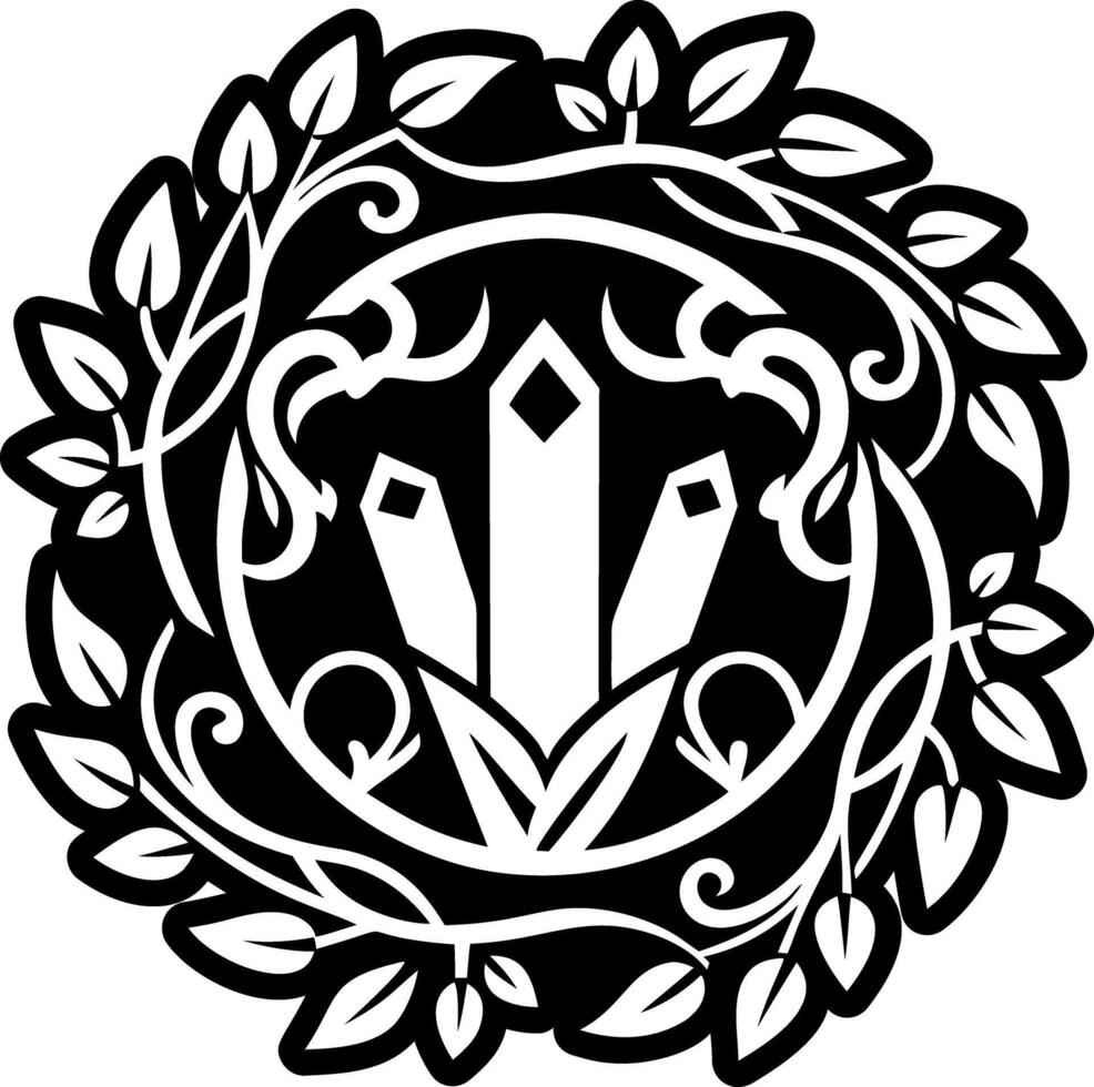 A glyph style icon depicting crystal vines vector