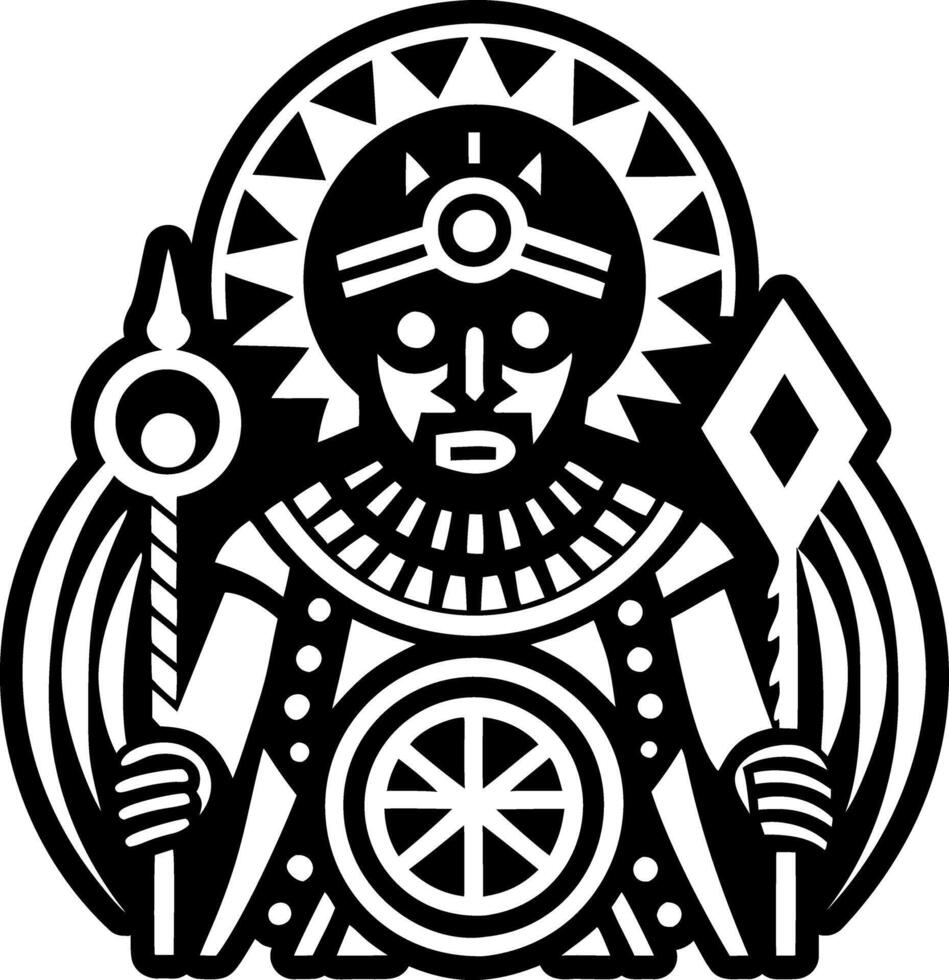 A solid style icon of african warrior portrait vector