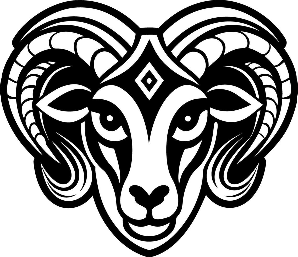 A filled style icon depicting the aries ram head vector