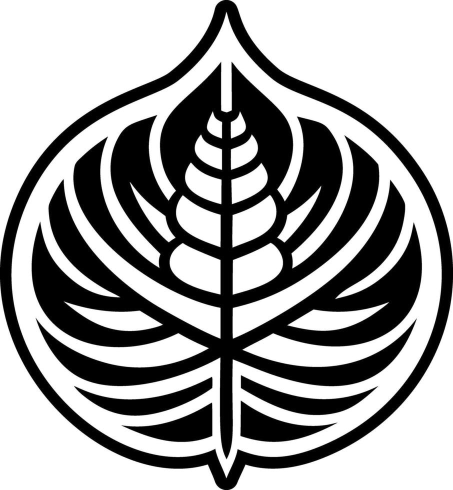 A filled style icon depicting the bodhi leaf vector