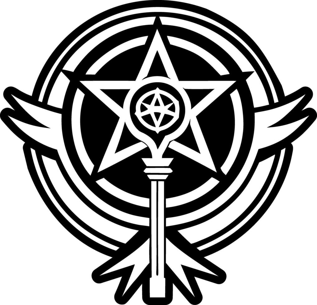 Magic staff tattoo icon in glyph style vector