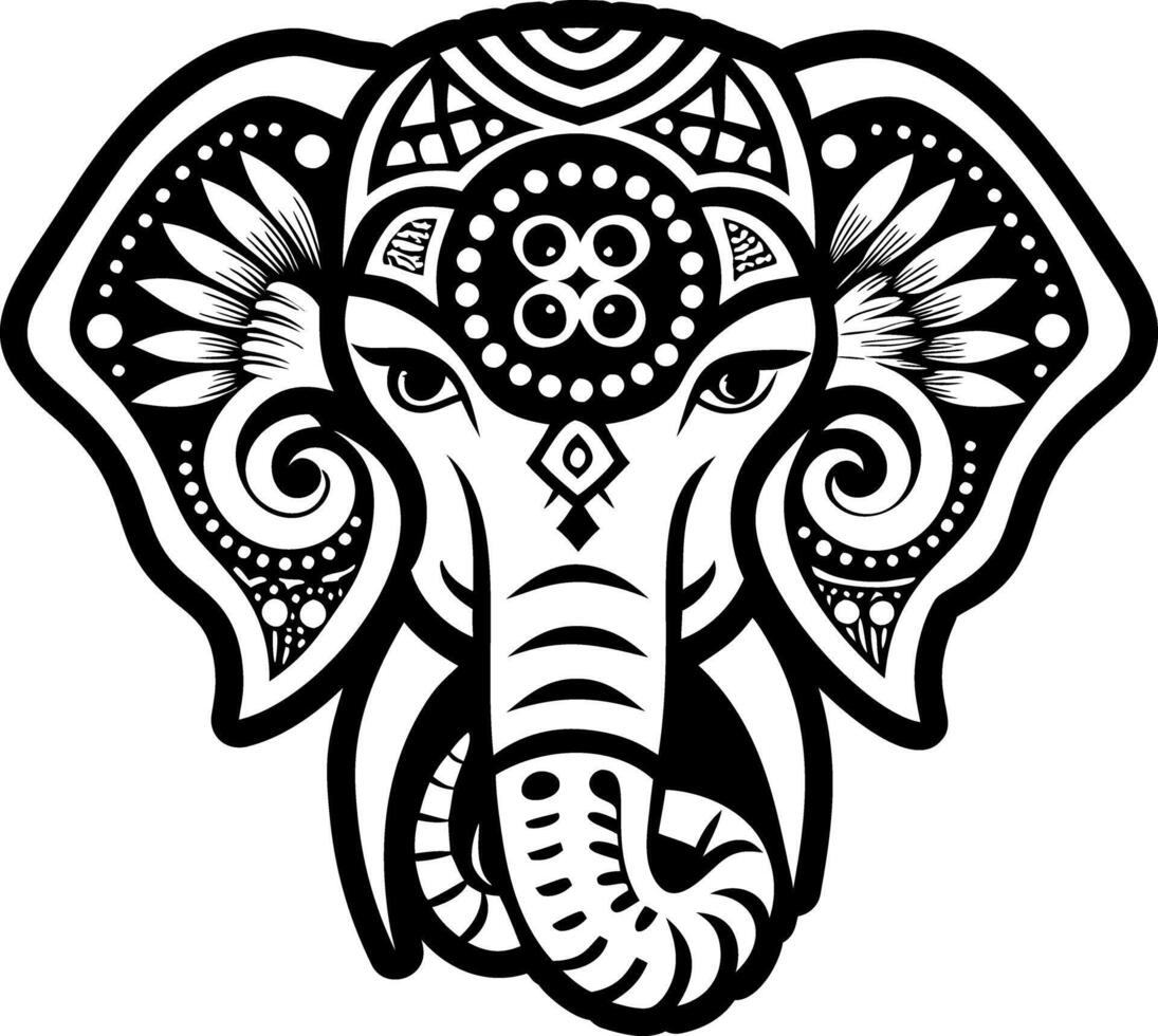 Aesthetic elephant tattoo, glyph style icon vector