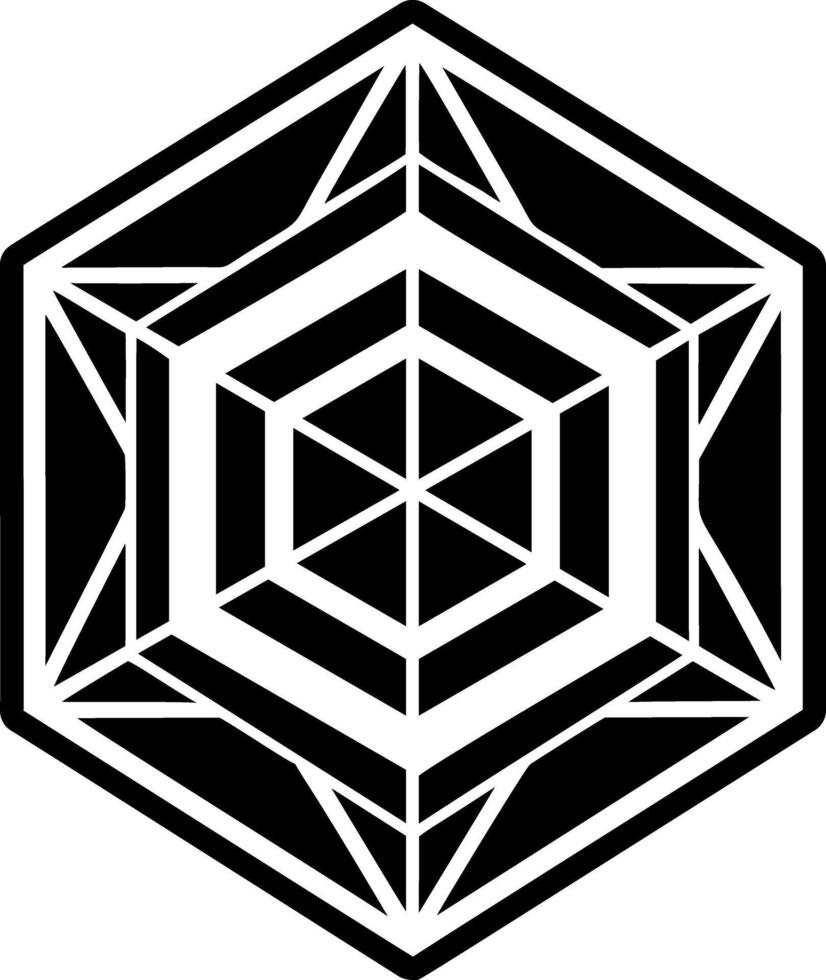 Sacred geometry tattoo icon in glyph style vector
