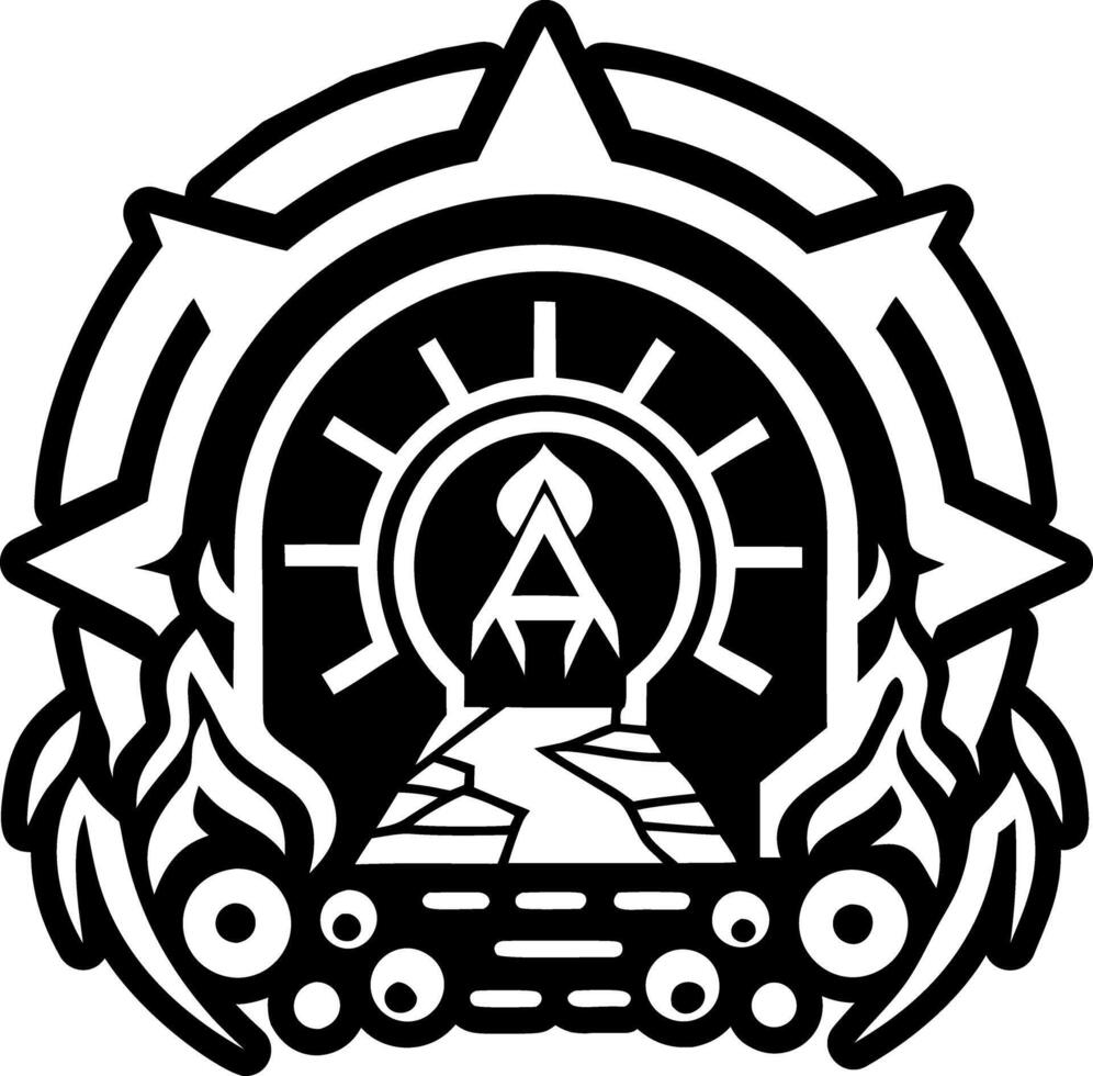 Mystical cave tattoo icon in glyph style vector