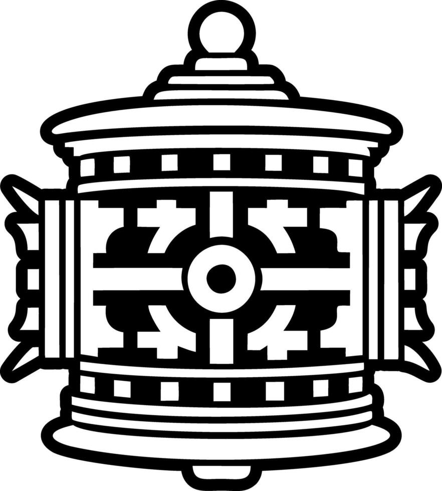 Filled style icon depicting prayer wheel vector