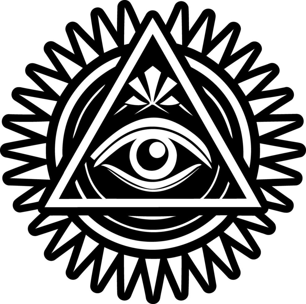 Enlightened eye motif icon in glyph style vector