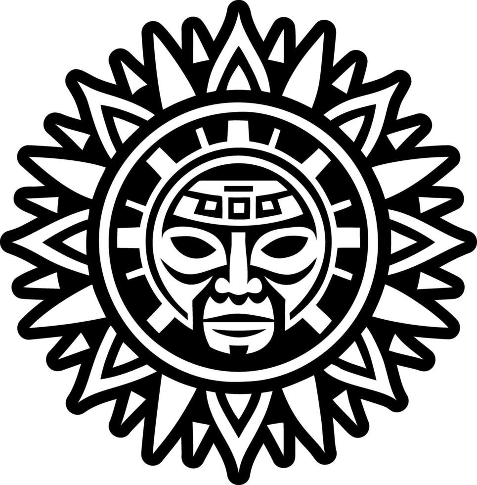 Sun warrior tribal icon in glyph style vector