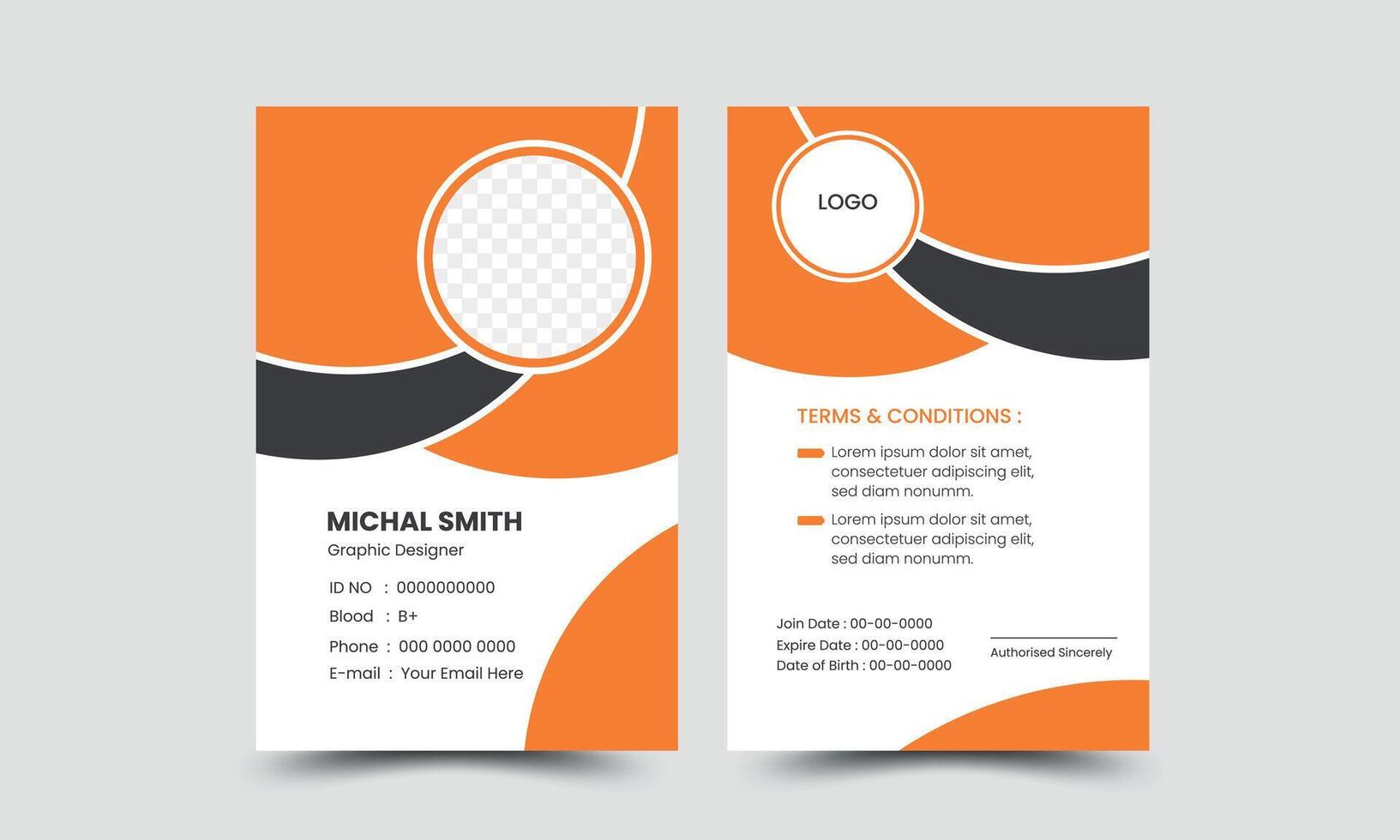 Modern ID card template. Employee identity card design. Creative and clean corporate business card template, Luxury and elegant business card design template vector