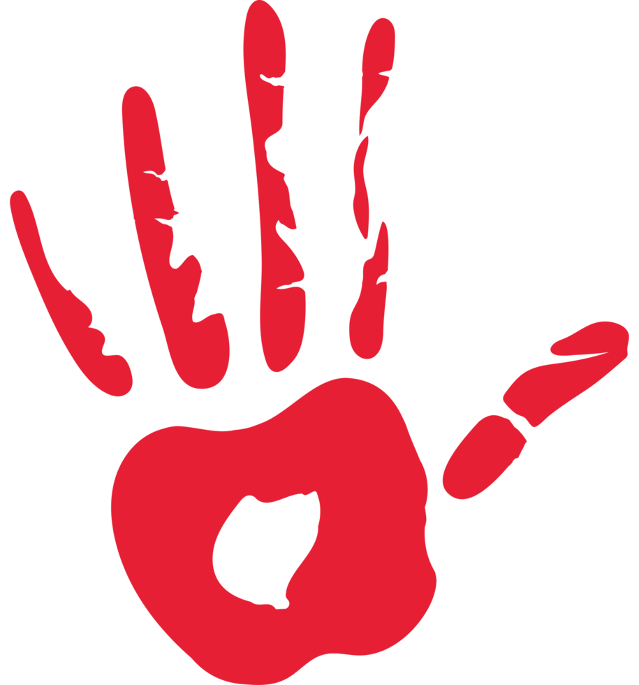 A red hand print icon isolated png