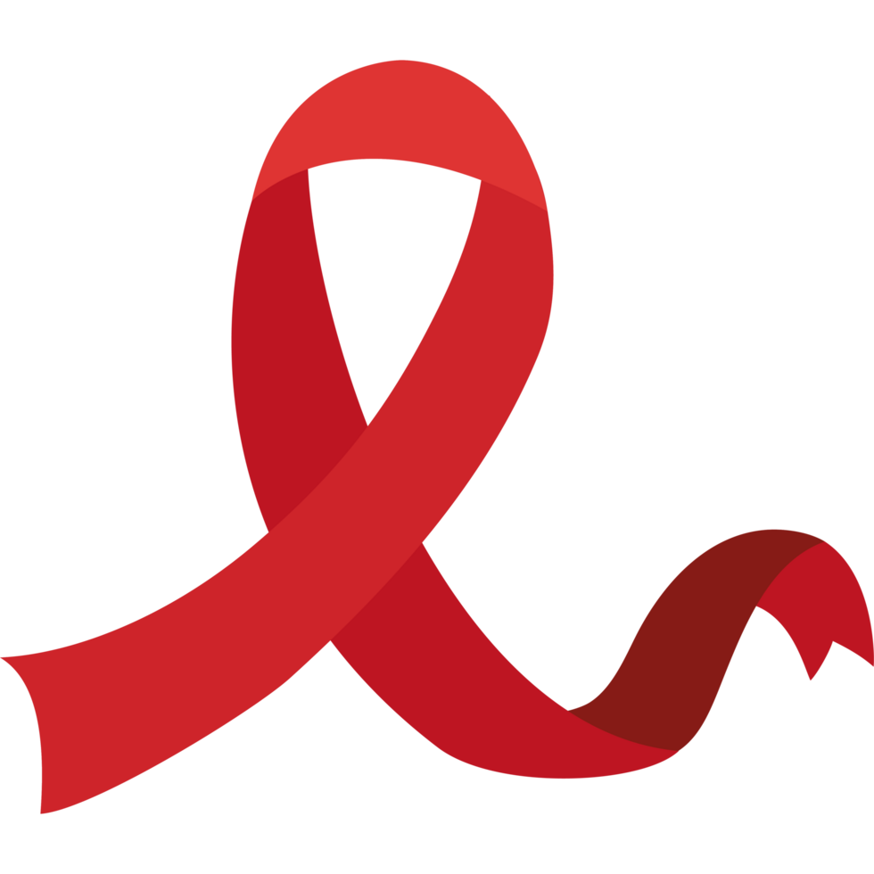 Red ribbon waving icon isolated png