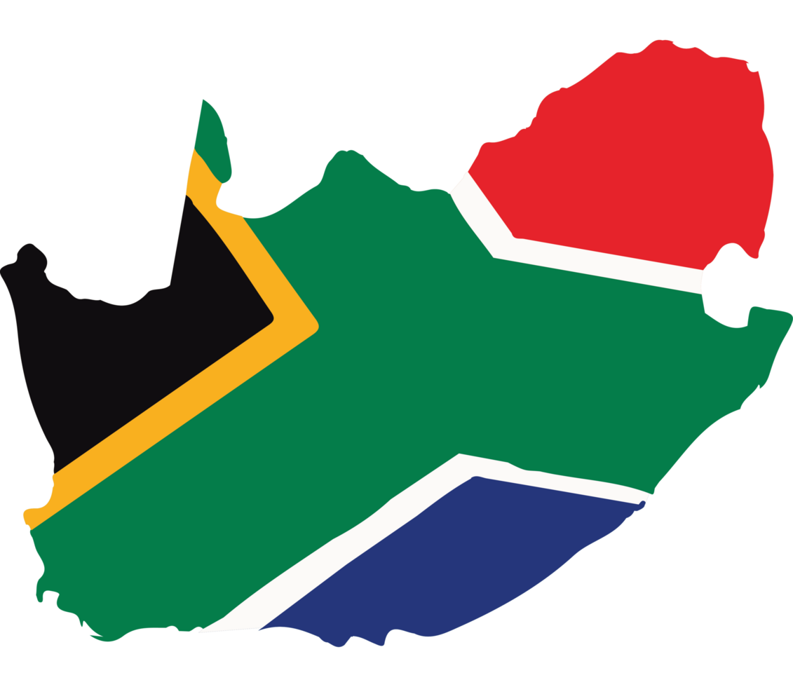 The south african flag is shown in the shape of a map icon isolated png
