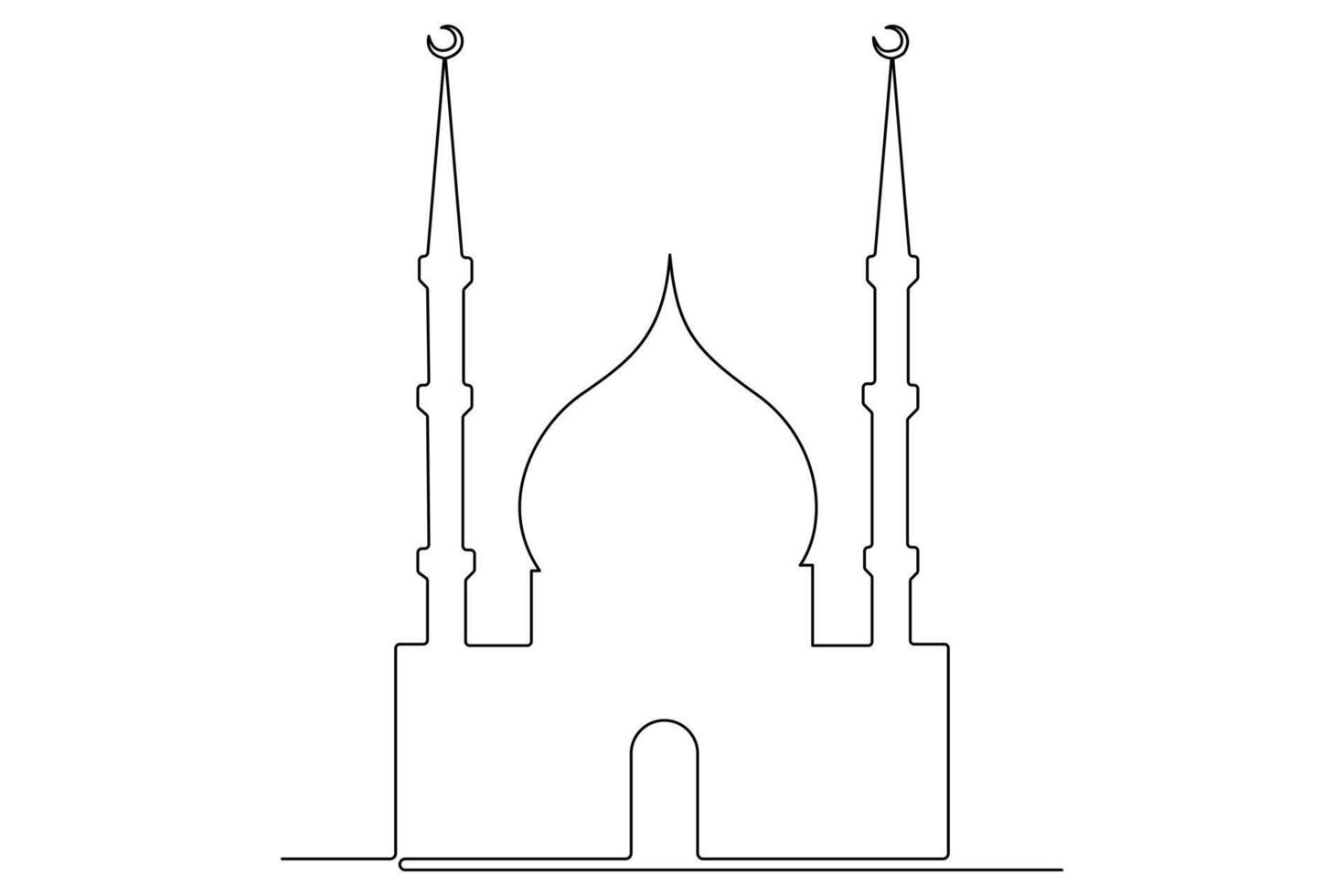 Islamic ramadan mosque sketch minimalist line art design vector