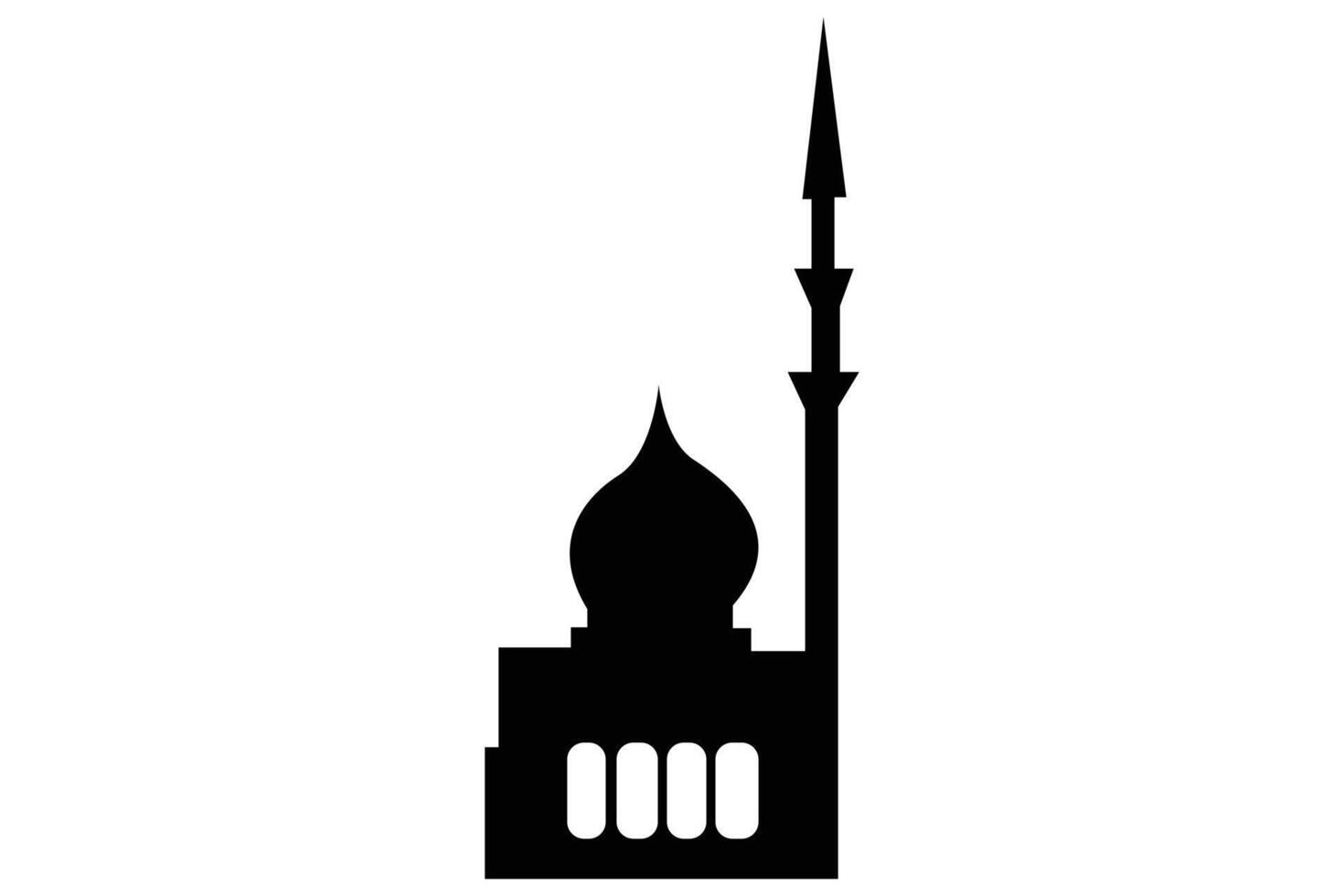 Crescent moon mosque silhouette elegant illustration vector