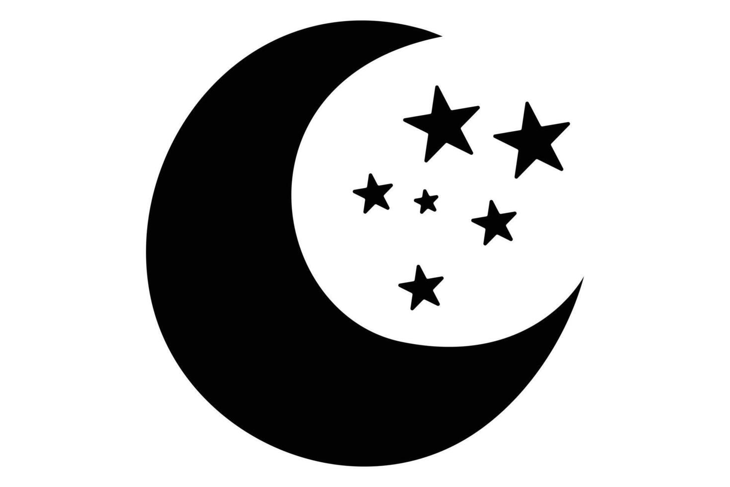 Mystical crescent moon icon celestial symbol vector
