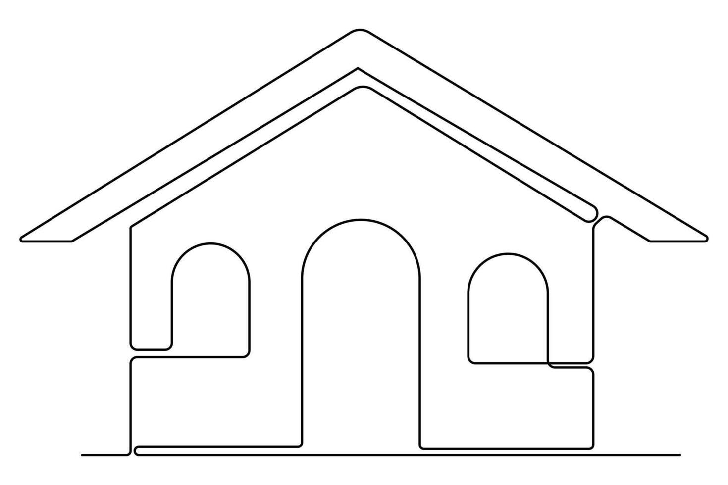 Continuous line art house design concept illustration vector