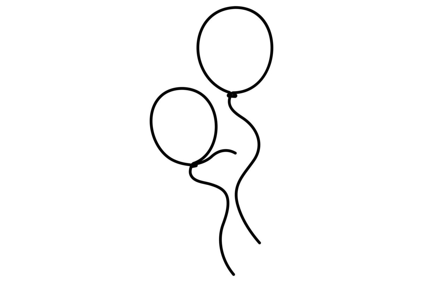 Continuous line balloon design clean outline art vector