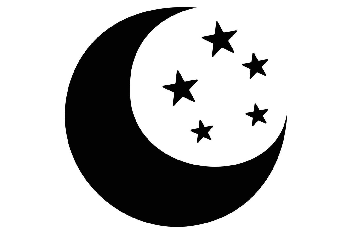 Minimalist moon icon crescent phase illustration vector