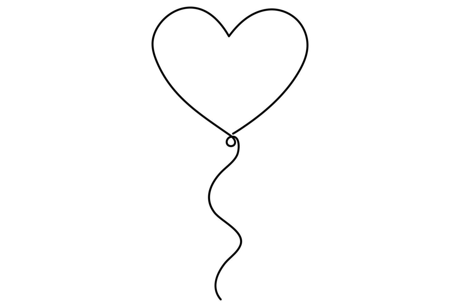 Simple heart balloon continuous line drawing minimalist art vector