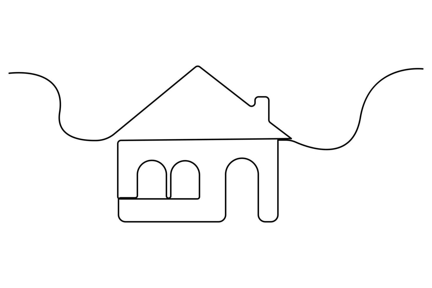 Elegant house outline continuous line concept art vector