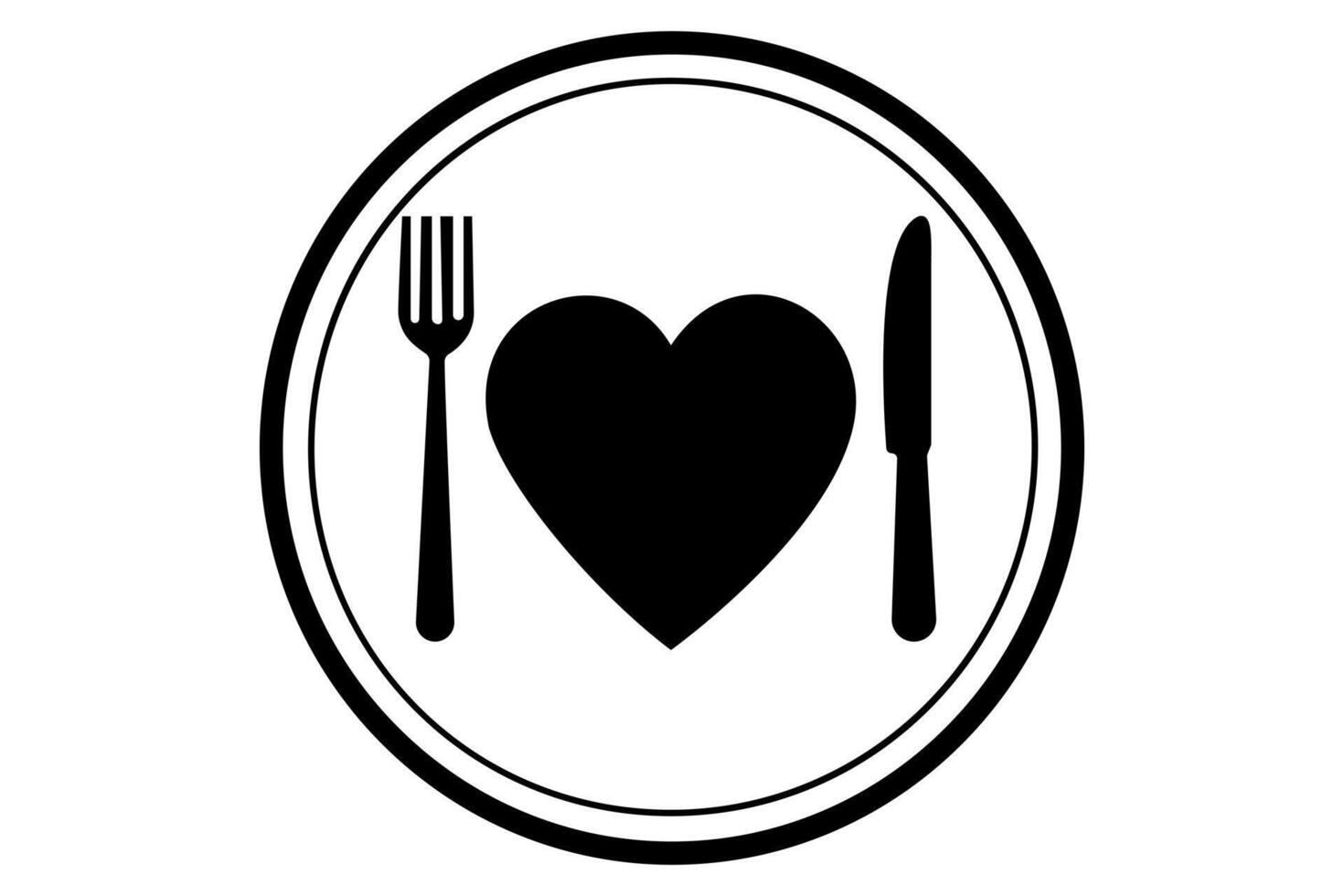 Knife, fork, and plate graphic minimalist design vector