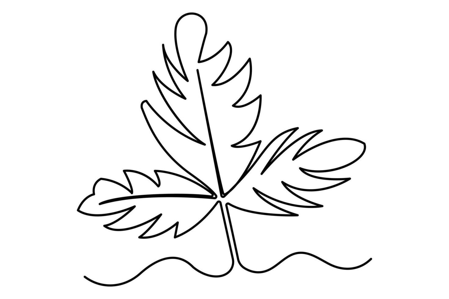 Editable single line leaf silhouette design vector