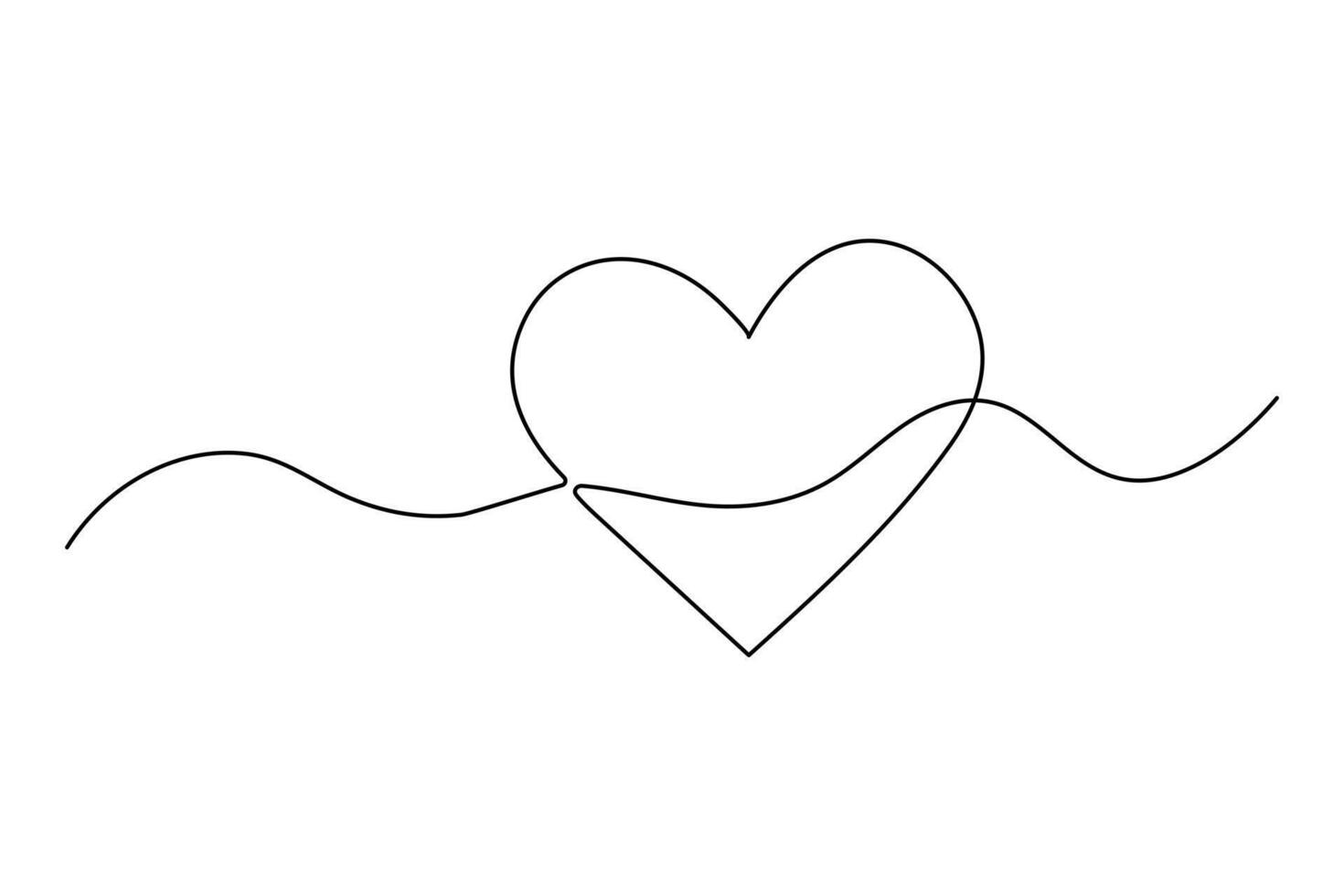 Continuous line heart outline minimalist hand-drawn design vector