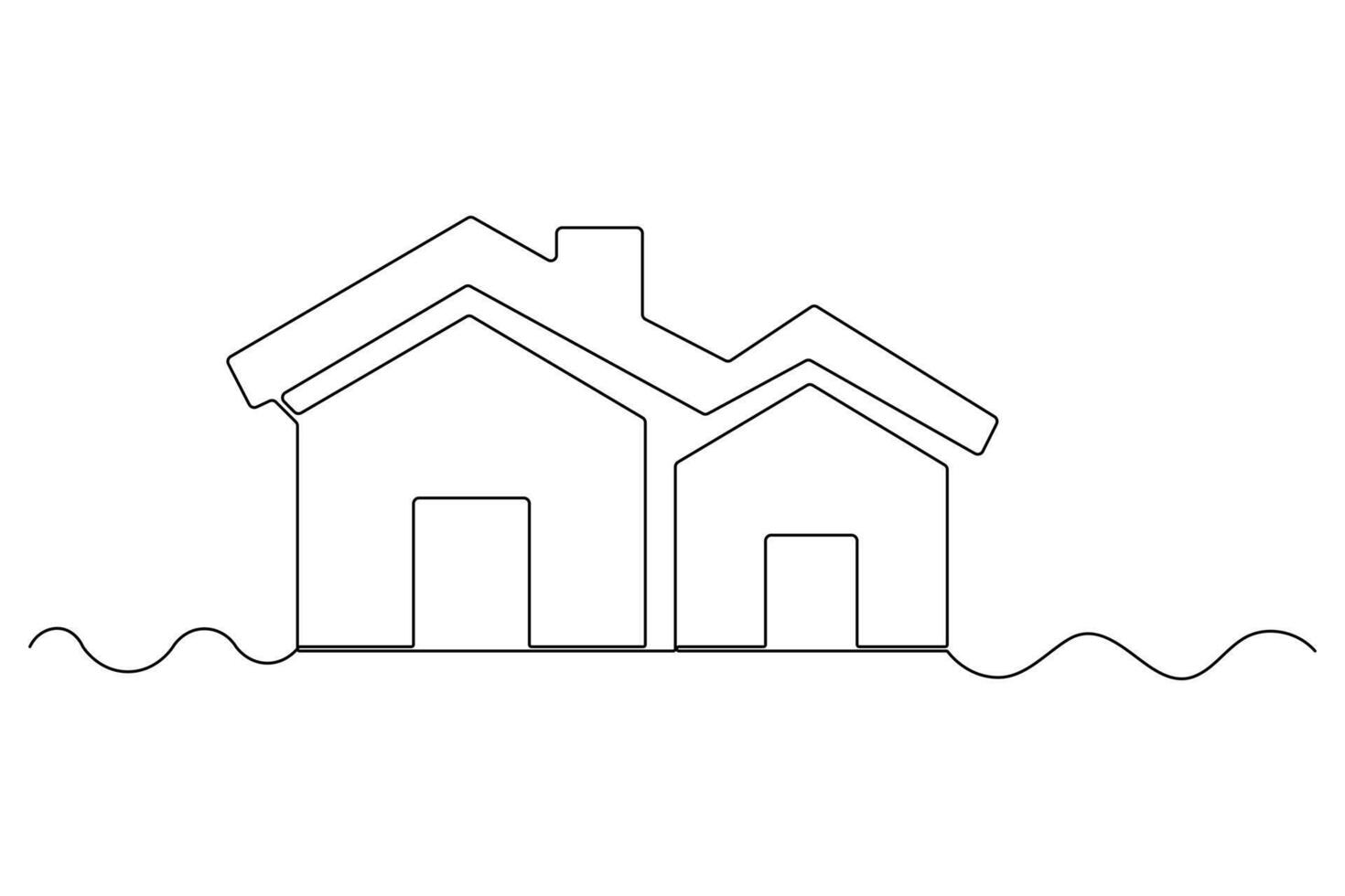 Minimalist continuous line house sketch modern vector