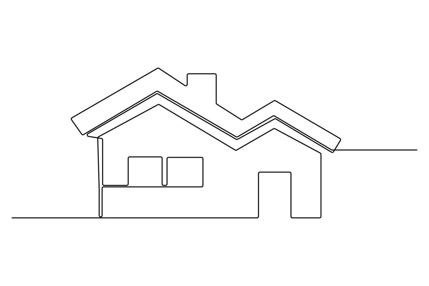 Simple house outline continuous line minimalist vector