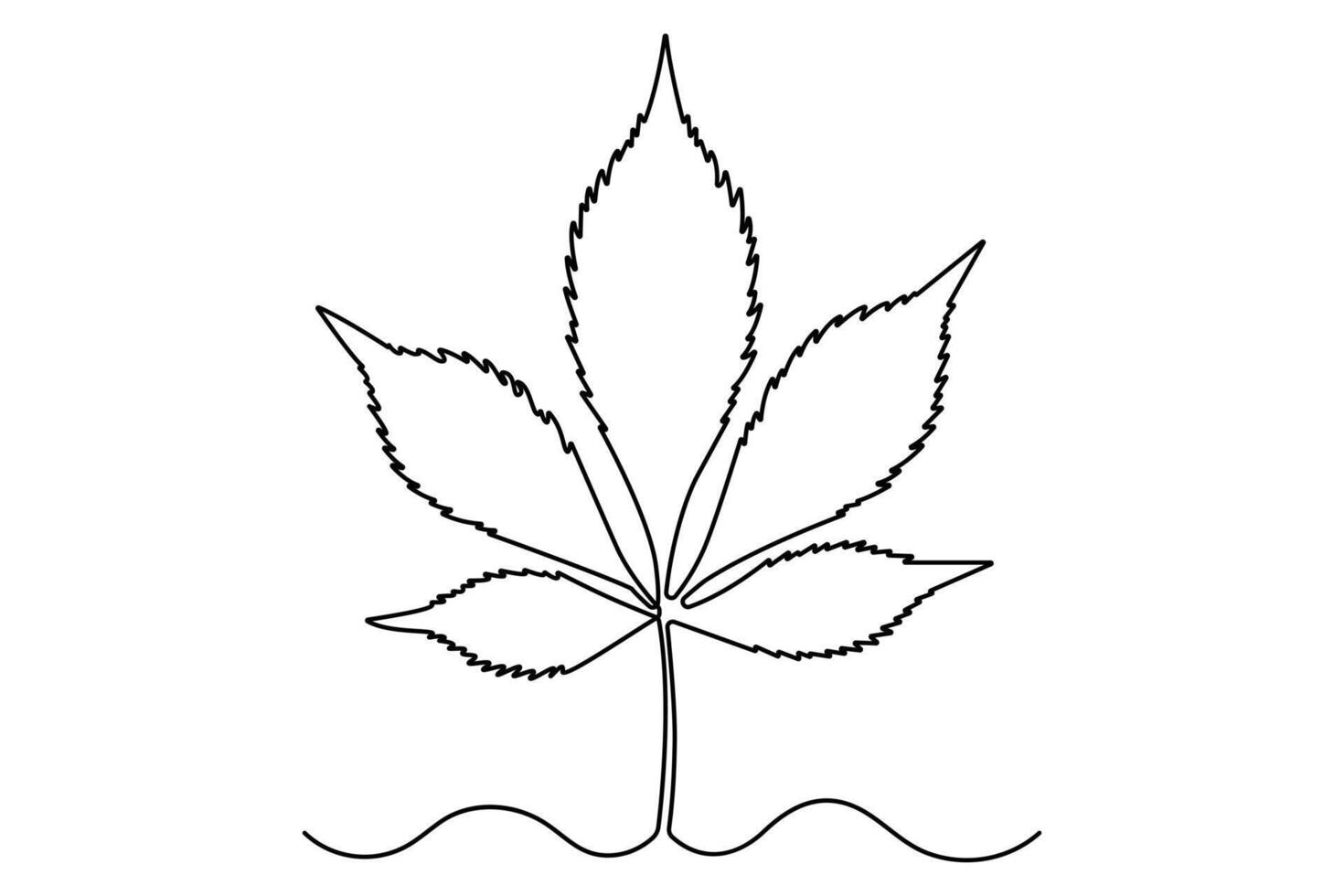 Continuous single line drawing of a leaf vector