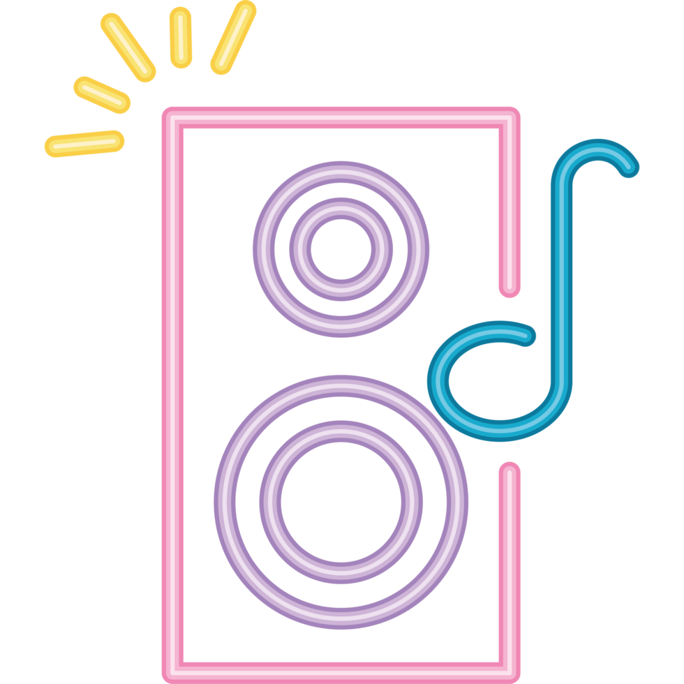 A neon sign with a speaker and microphone icon isolated png