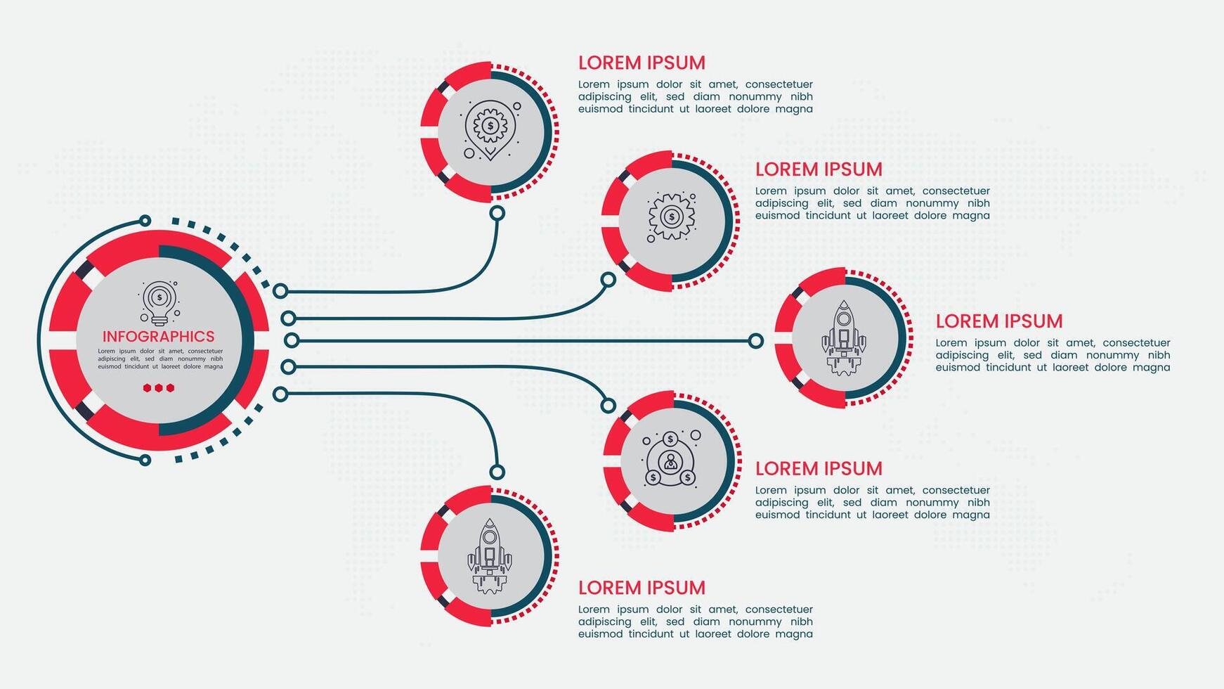 Professional creative business infographic template design. Infographic data visualization template with 5 circles. Business or finance marketing diagram infographic template for flow chart. vector
