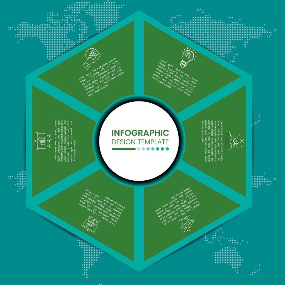 Business data visualization Circle infographic template design. Process chart. Abstract elements of graph, diagram etc. Unique timeline concept with 6 polygon infographic template design. vector