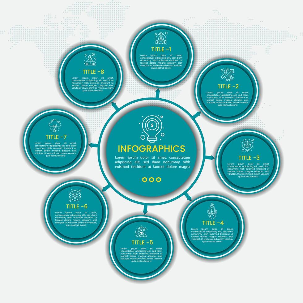 Business infographic design with 9 circle infographic business or marketing diagram template Art vector