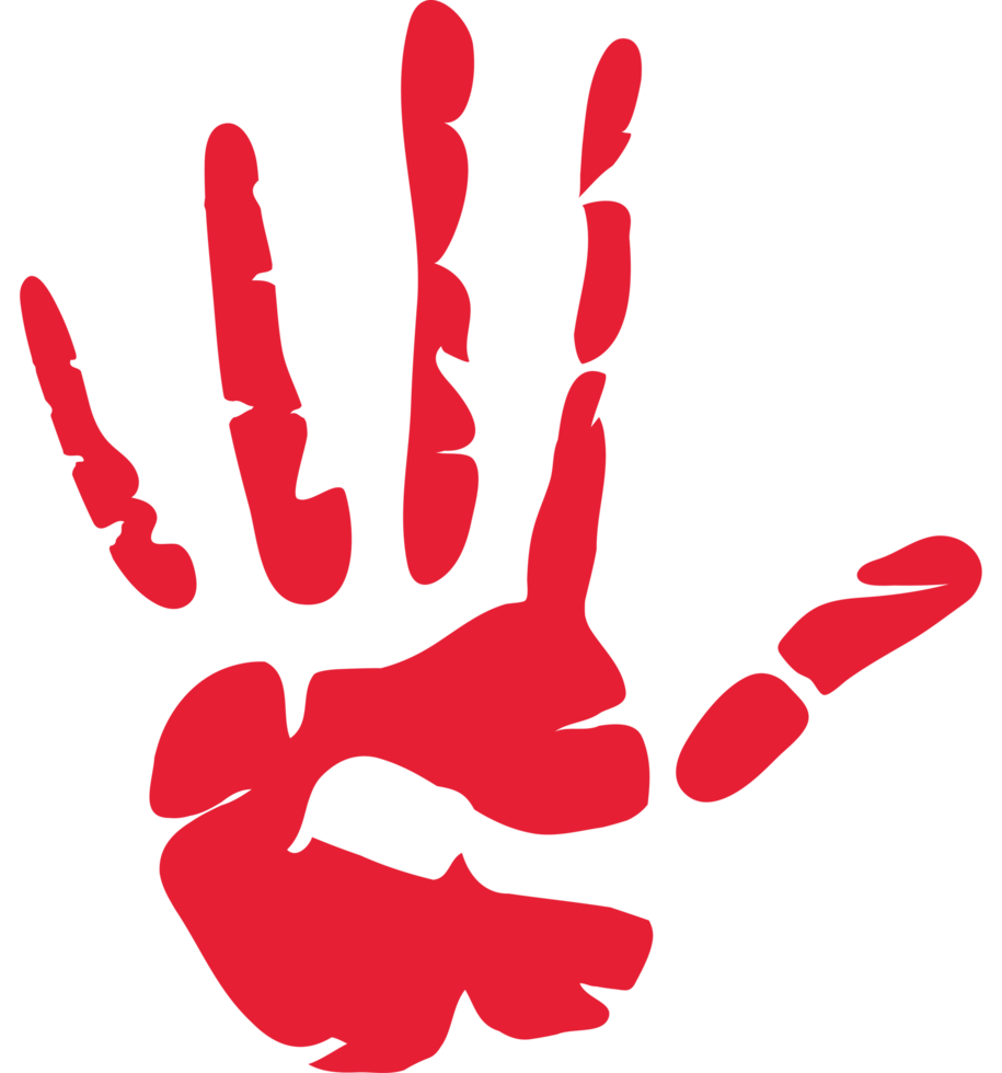 A red hand print icon isolated png